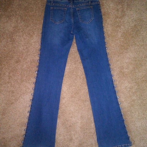Platinum Plush Rhinestone Studded Jeans - Picture 3 of 4